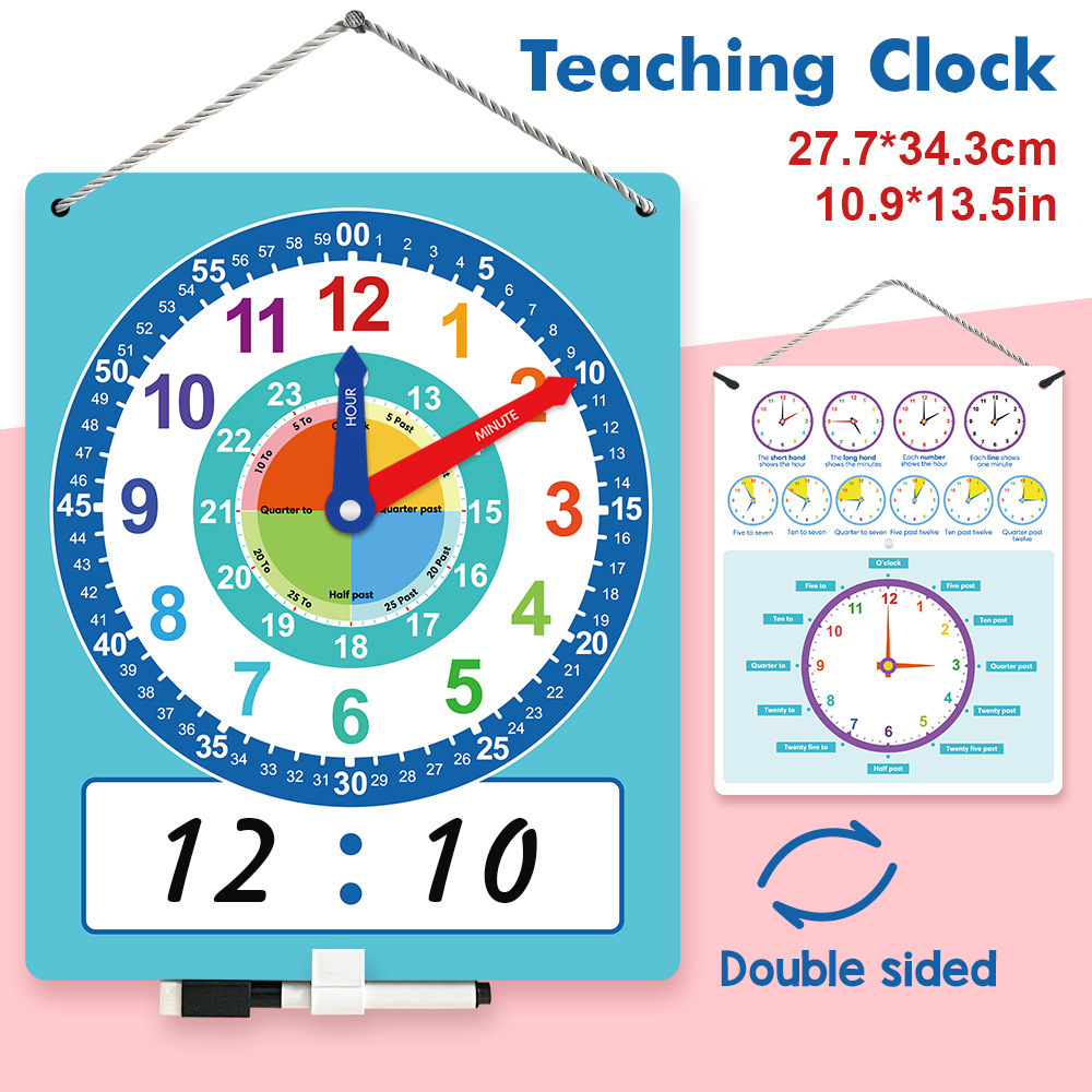 Customized Cross-Border Labeling Children's Clock Model Primary School Teaching Clock Teaching Aids Time Learning Teacher Teaching Aids