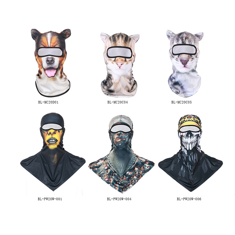 Cycling Sun Protection Headgear Headband Yoga Wear 3D Animal Mask Facekini Men's European and American Style Ice Silk Outdoor