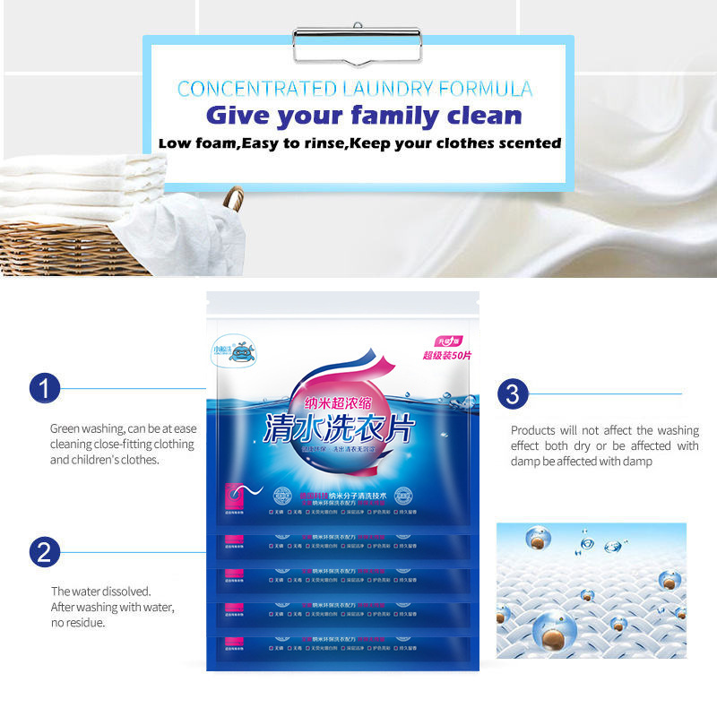 Ready-Stock Clear Water Laundry Sheets, Low-Foaming, Deep Cleaning, Removes Oil Stains, Dissolves in Water, Cross-Border Laundry Sheets, Laundry Bubble Paper