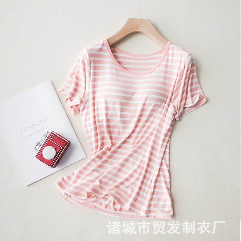 Платье из модала с полосками и вставкой для груди, короткий рукав, однотонная домашняя одежда, куртка, которую можно носить на улице