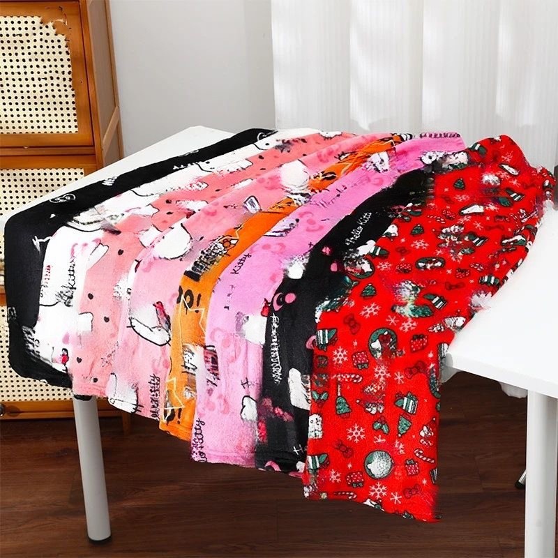 Пижамные штаны для женщин с мультяшным котом Kt Cat, фланелевые, тёплые, для дома, осень и зима