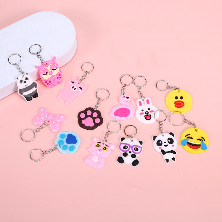 Cartoon keychain pendant PVC flexible glue silicone small gift cute souvenir key ring car bag ornaments