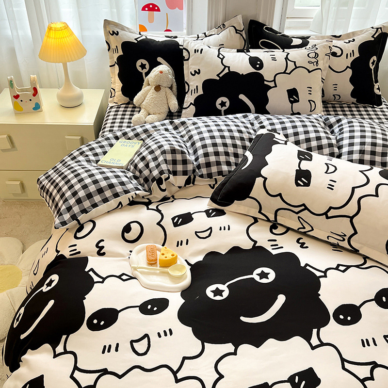Комплект постельного белья с покрывалом для студентов, трехпредметный комплект одеял, четырехпредметный набор из стирки хлопка, распродажа