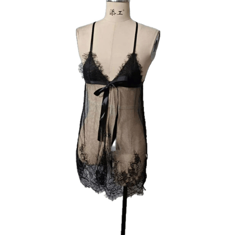 Bingliu Guo Sexy Lingerie, Sexy Pajamas, Sexy Temptation Lace Mesh See-Through Pajamas