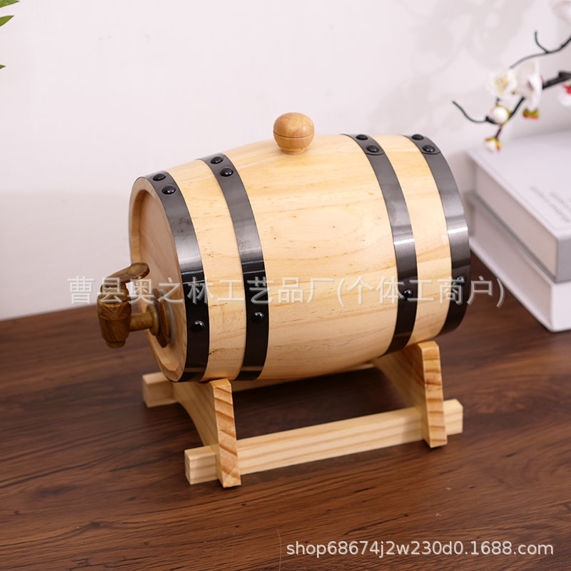 Cross-border Best-selling Red Wine Oak Barrel Bar Catering Pine Barrel Gift Decorative Ornaments Horizontal Barrel in stock