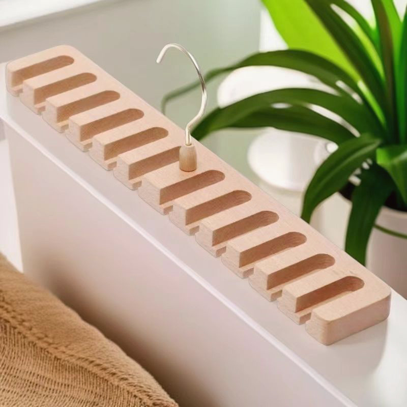 Cross-border Hot Sale Multi-functional Solid Wood Belt Storage Rack for Tie Hanging Rack Belt Silk Scarf Hanging Rack Hanger Finishing
