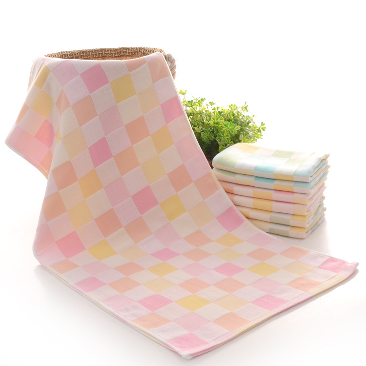 Cotton double gauze small towel children's face towel sweat absorbent towel kindergarten baby towel 25*50cm