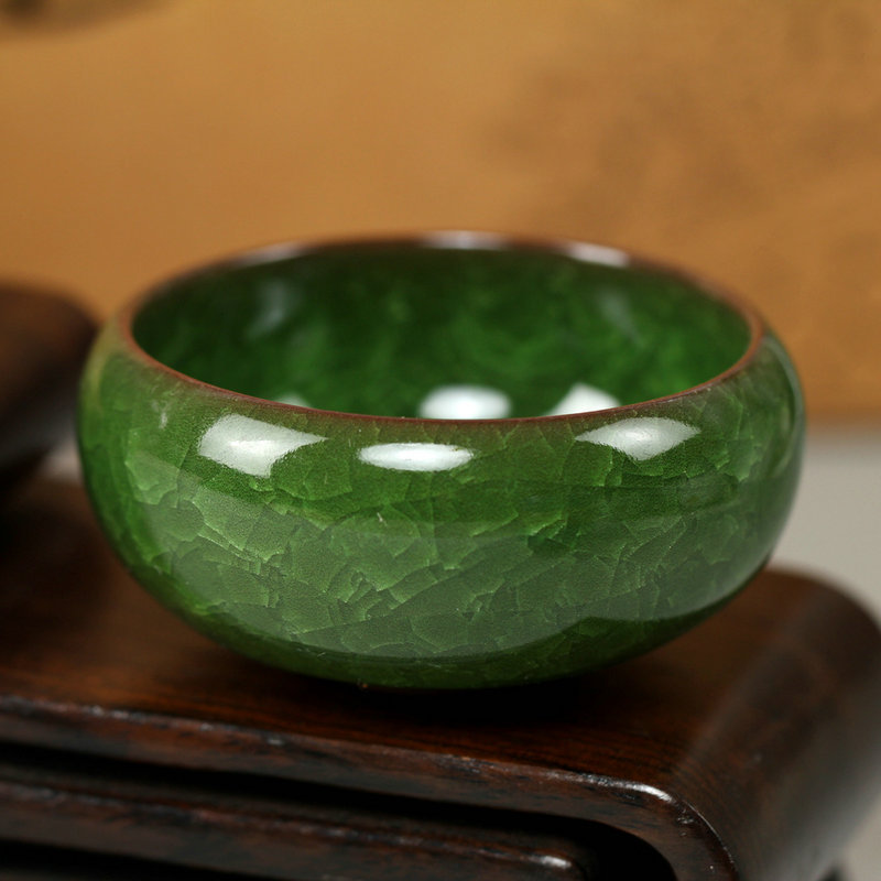 Ice Crack Master Cup, New Ice Crack Glaze Anti-Scald Dragon Egg Style Cup, Kung Fu Tea Set, Black Ice Tea Cup, Non-Distributive