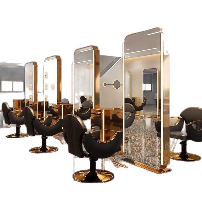 Trendy Hair Salon Floor Mirror Table for Hairdressing, Single or Double-Sided Haircut Mirror Table, High-End Full-Body Mirror for Hair Cutting, Perming, and Dyeing