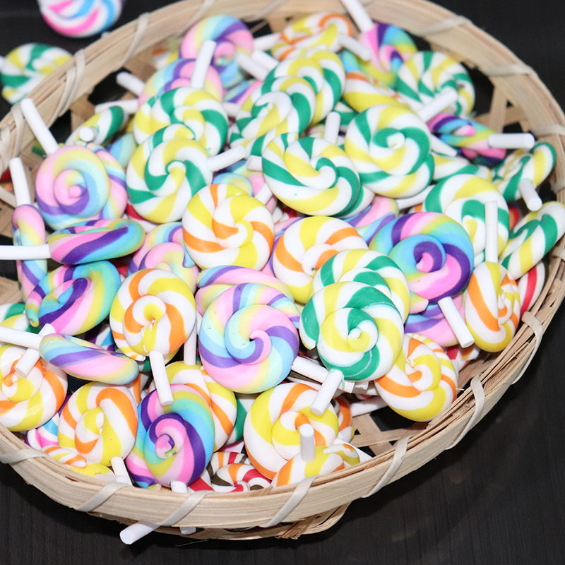 soft pottery rainbow lollipop simulation food play diy candy decoration cake decoration accessories colorful cartoon plug-in
