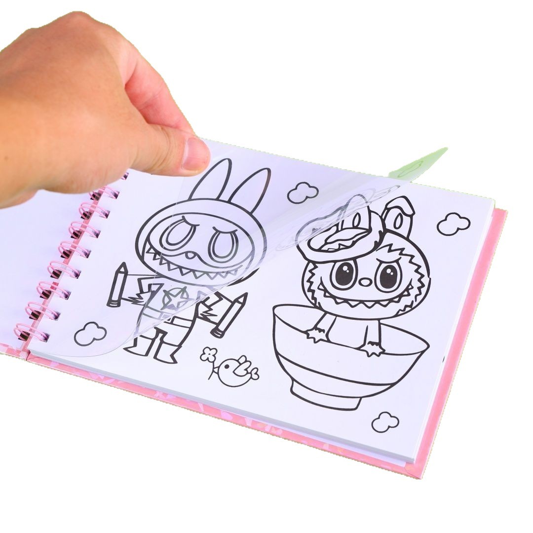Labubu Coloring Coil Book Labubu High-Looking Ins Creative Picture Book Cute and Cute Drawing Book.