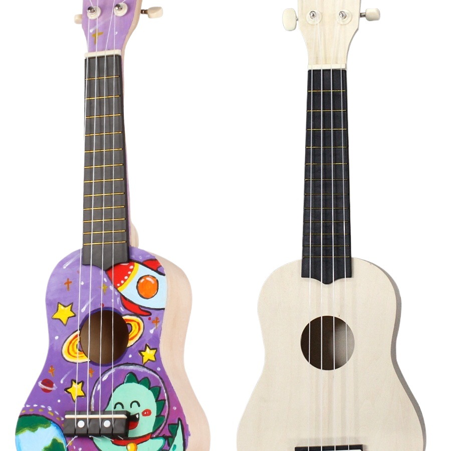 Children's Ukulele DIY Small Guitar Handmade Material Package Painted Hand-Painted Graffiti Wooden Silk Flowers