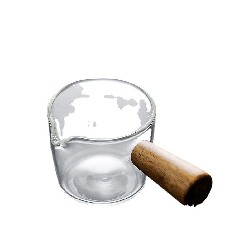 Italian glass small Milk Cup coffee Mini Milk Jar latte cup milk jar wooden handle small Milk Cup coffee oz cup