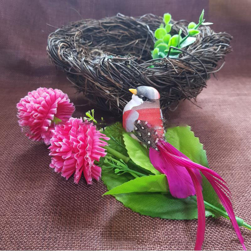 14см зажим шестицветная жемчужная имитация птичьего пера декорация птицы