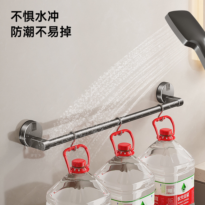 Suction Cup Towel Rack Toilet Non-perforated Bathroom Towel Bar Bath Towel Wall Hanging Rack Storage Rack Single and Double Rod