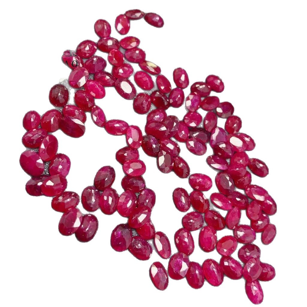 Factory Wholesale Natural Pigeon Blood Red Loose Ruby ​​Ring Surface Oval Multi-Rules Inlaid Ring Earrings Jewelry