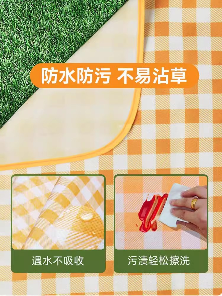 New Style Cooking Mat Moisture-proof Thickened Ins Style Outdoor Outing Portable Mat Oversized Foldable Plaid Picnic Mat