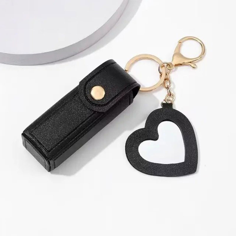 Keychain Lipstick Bag Outdoor Mini Pu Leather Lip Gloss Bag Multifunctional Portable Makeup Lipstick Holder for Girls