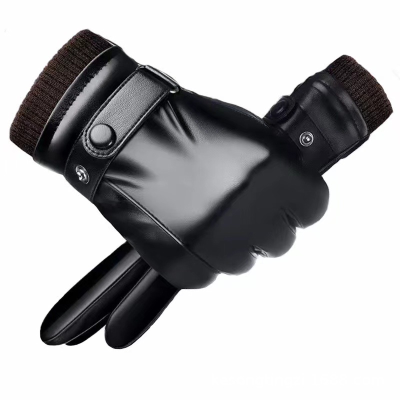 Men's and Women's Touch Screen Leather Gloves Winter Warm Waterproof Windproof fleece-lined Thickened Outdoor Motorcycle Riding Gloves