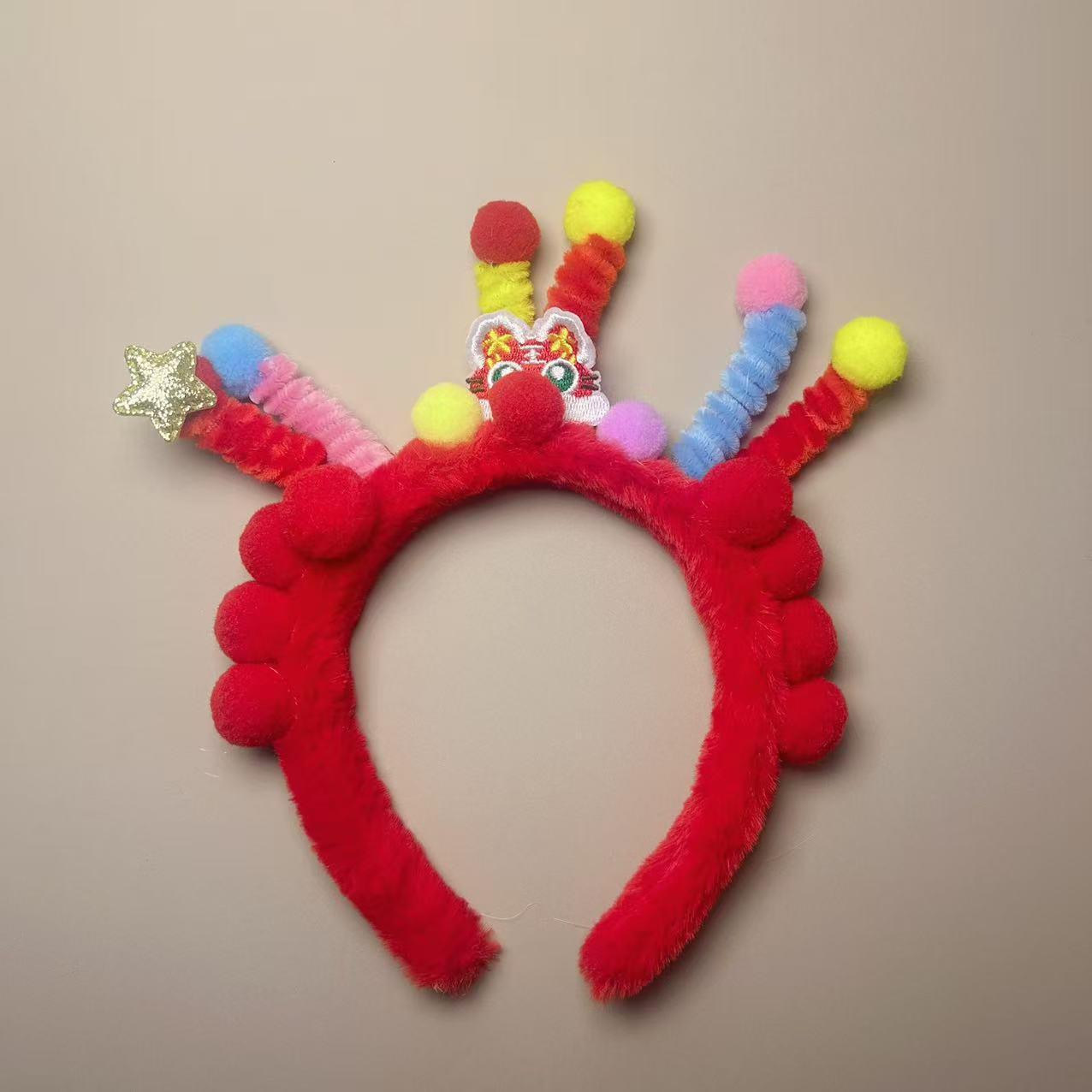 2025 New Year Hair Accessories New Year's Day Annual Party Event Luminous Headwear Red Girls Headband New Year Hairband Hanfu Outfit