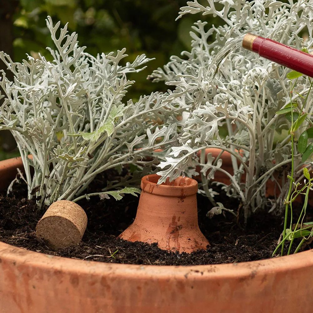 Cross-border automatic watering device red pottery water seepage device flower watering device water bottle with cork lid irrigation system dedicated