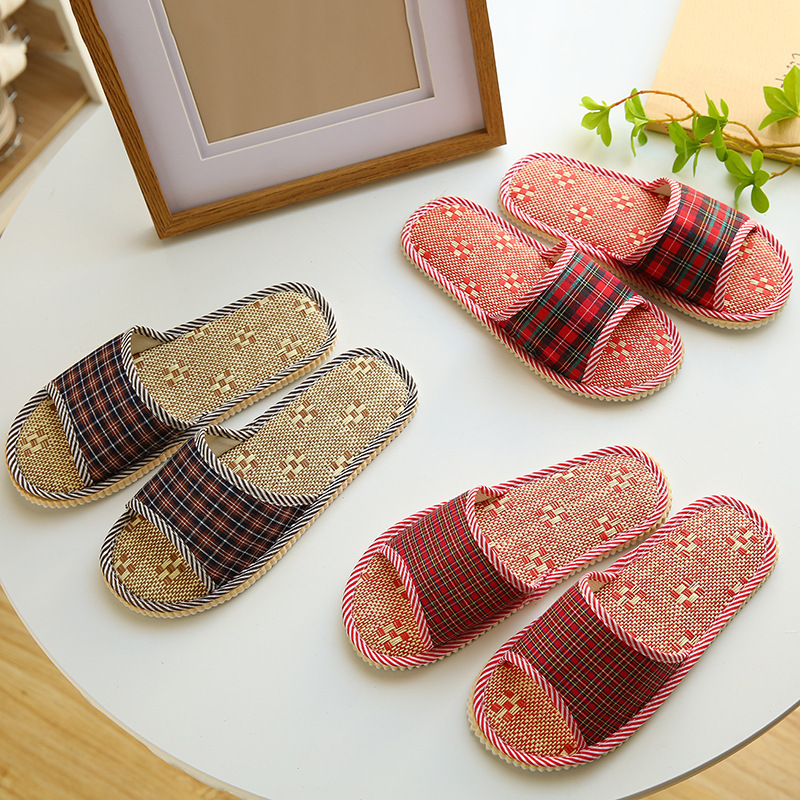 Eva Rattan Straw Mat Linen Slippers for Home Men and Women Guest Room Indoor and Outdoor Wooden Floor Sandals Cixi Manufacturer Wholesale
