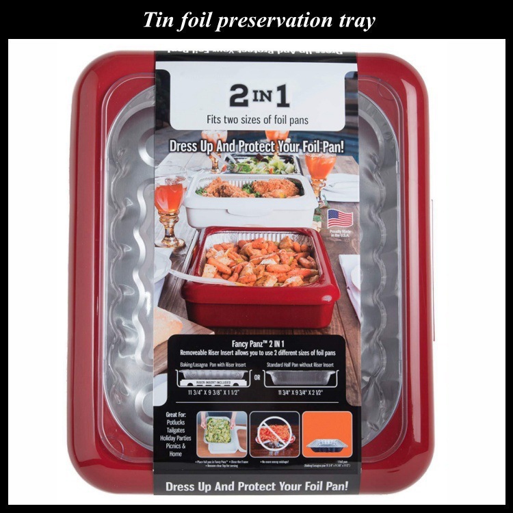 2 in 1 Foil Fancy Panz Tin Foil Crisper Tray Picnic Tin Foil Thermal Insulation Fresh-Keeping Plastic Tray
