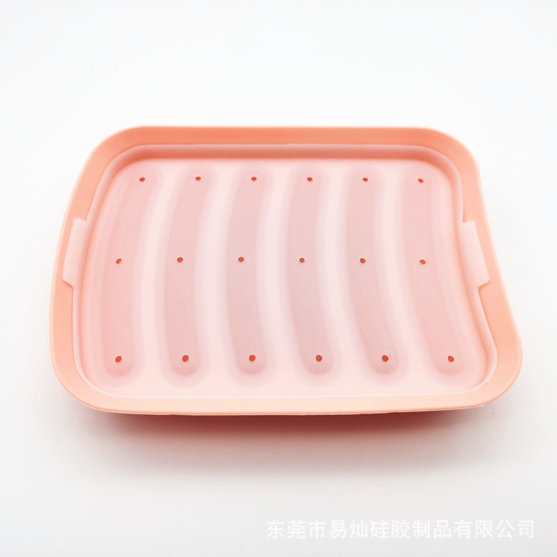 In-Stock Six-Piece Hot Dog Mold with Lid, Ham Box Silicone Sausage Mold, Kitchen Supplies Baking Sausage Mold