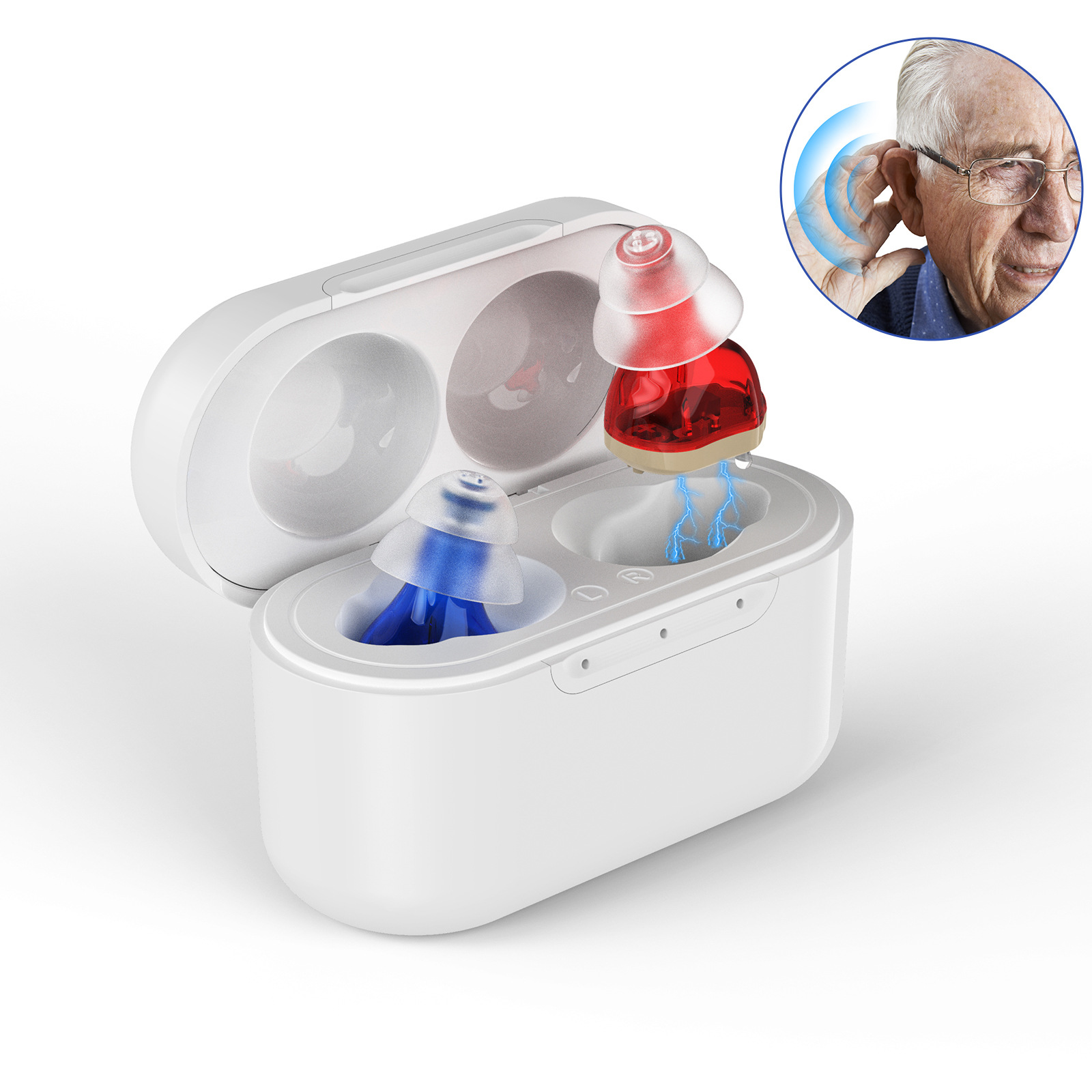 Слуховой аппарат Gumi для пожилых, перезаряжаемый, с зарядным отсеком