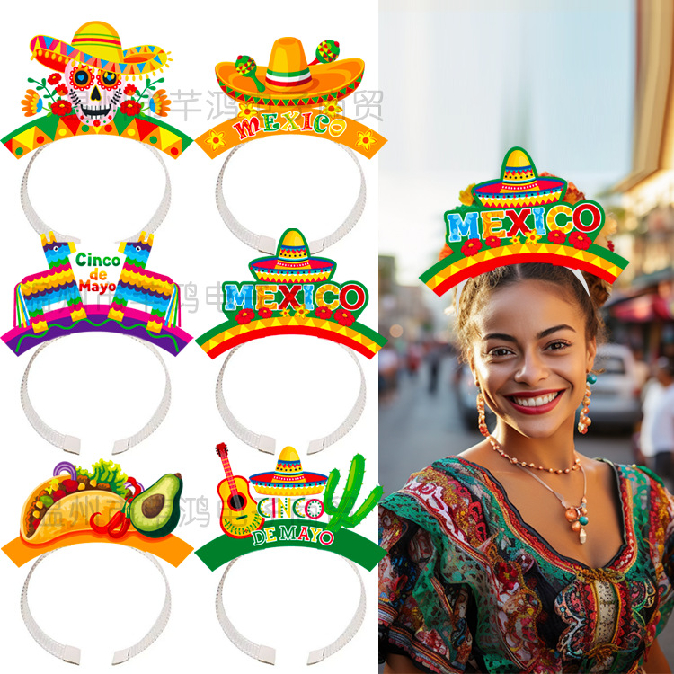 2025 New Cross-border Mexican Theme Carnival Party Headwear Photo Props Children's Party Headband