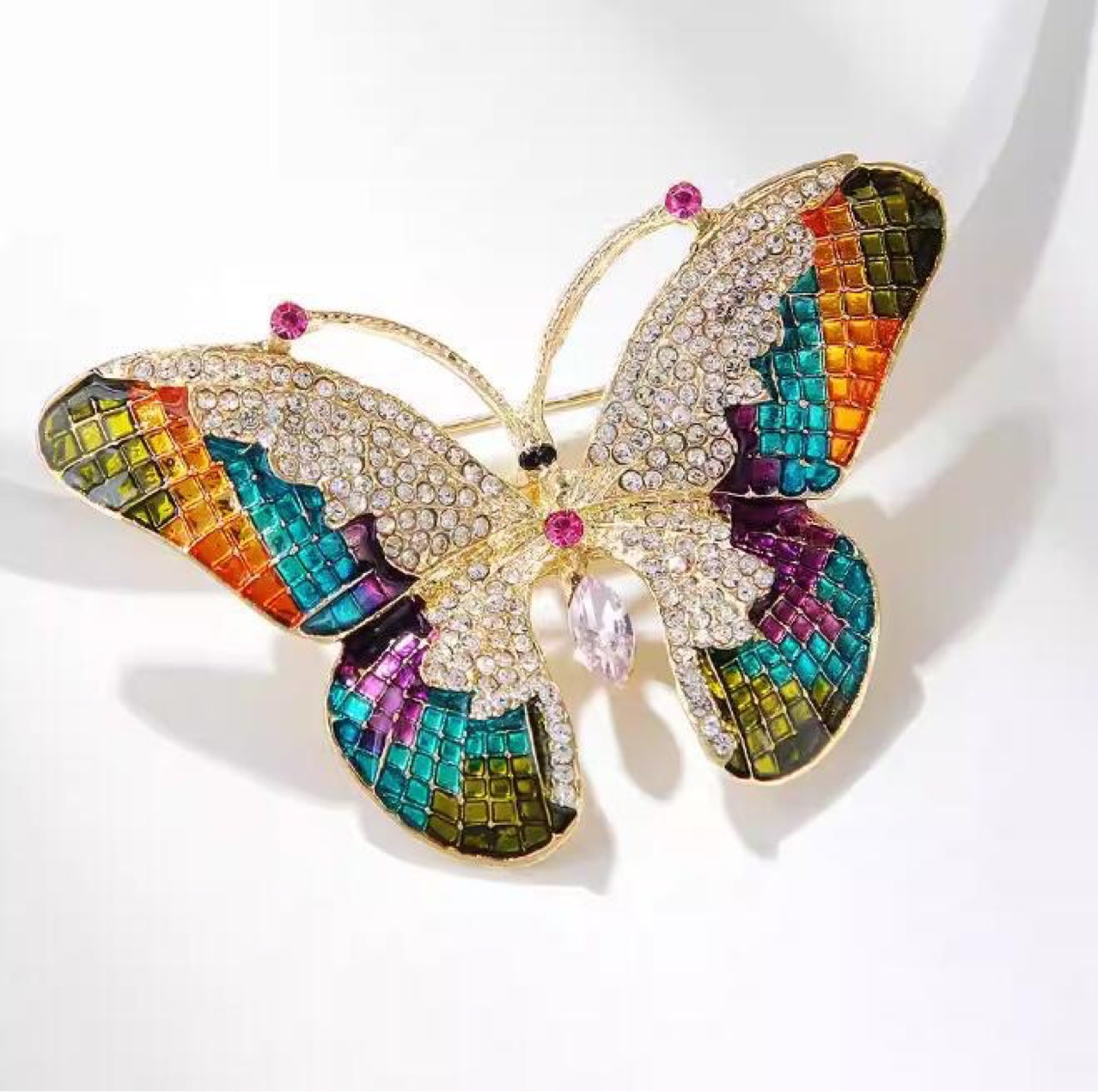 Fashion colorful exquisite diamond butterfly brooch light luxury temperament glazed diamond corsage cross-border explosion wholesale suit