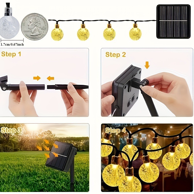 2026 New Cross-Border Solar Led String Lights 16/39 Feet 8 Lighting Modes Warm Tone Cross-Border