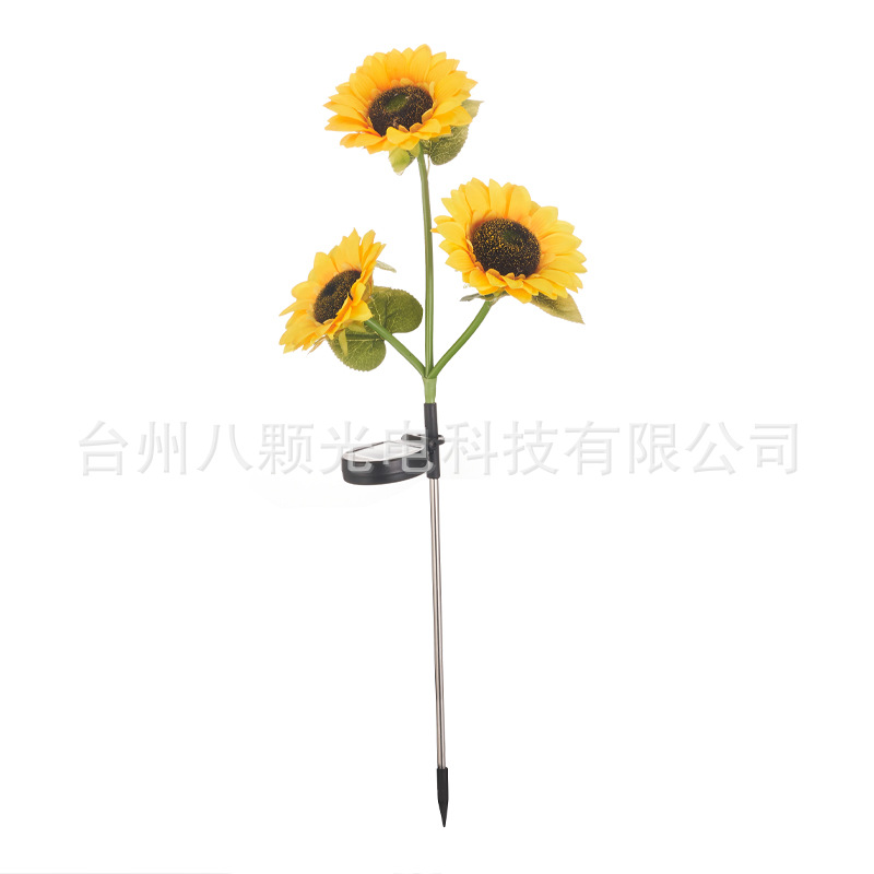 Solar Sunflower Lantern Outdoor Garden Light Three-Head Artificial Flower Led Garden Decorative Light Ground Lawn Light