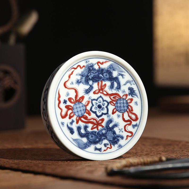 Jingdezhen Retro Blue and White Saucer Base Ceramic Saucer Lid Holder Classy Coaster Insulation Pad Tea Mat Tea Ceremony