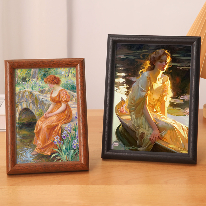 New Simple Arc-Shaped 6inch Photo Frame Display Stand Photo Wall Puzzle Ornament 7inch 8inch A4 Wooden Empty Frame Picture Frame DIY