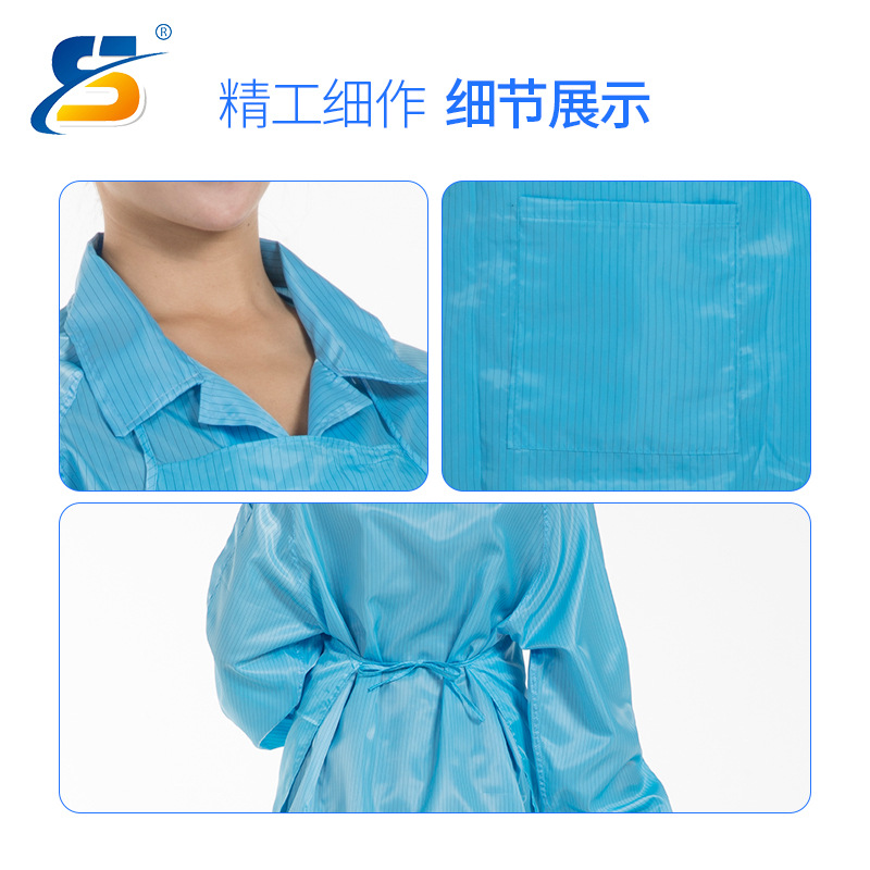 Factory wholesale anti-static dust-free apron dust-free workshop clean protection work apron blue and white stripe cloth