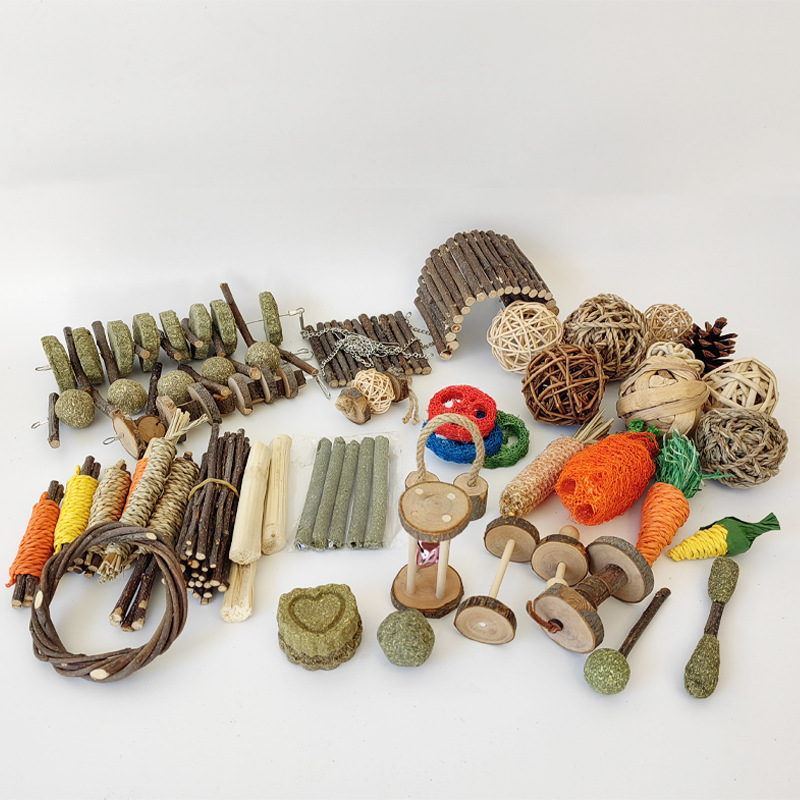 Amazon hamster toy Dutch pig wooden pet toy rabbit molars parrot toy combination set