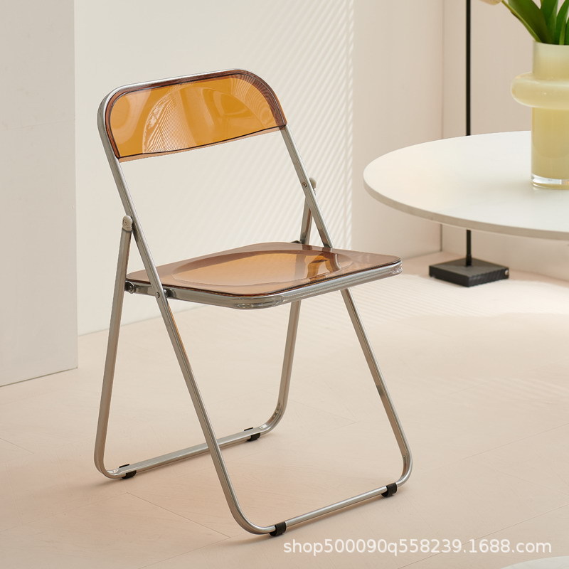 Transparent Makeup Chair Acrylic Internet Popular Ins Style Stool Backrest Simple Household Dining Chair Clothing Store Folding Chair