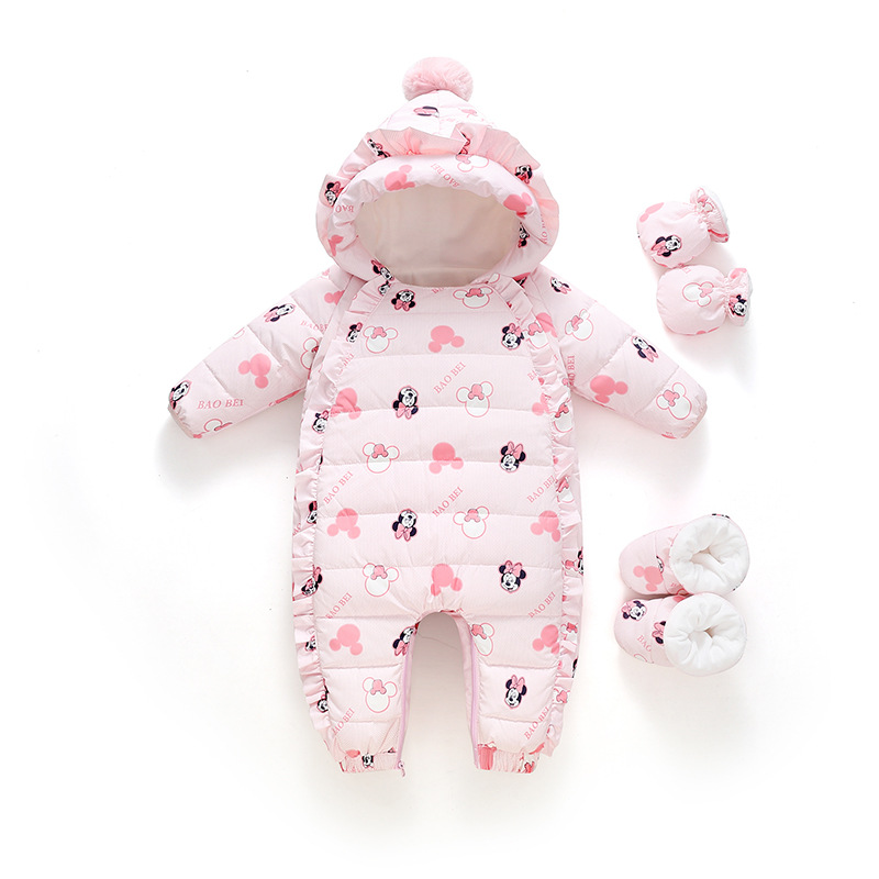 Комбинезон для новорожденных, утепленная одежда для прогулок, зимняя одежда для ползания