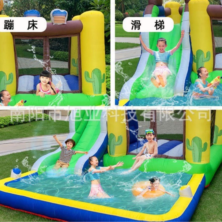 Fantasy Excavator Happy Lion Inflatable Children's Water Slide Castle Pool Outdoor Inflatable Small Family Castle