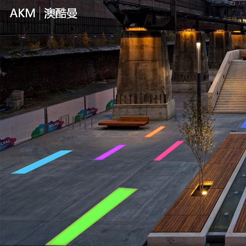 led floor tile light gravity induction luminous floor light custom Square outdoor floor light strip embedded line light