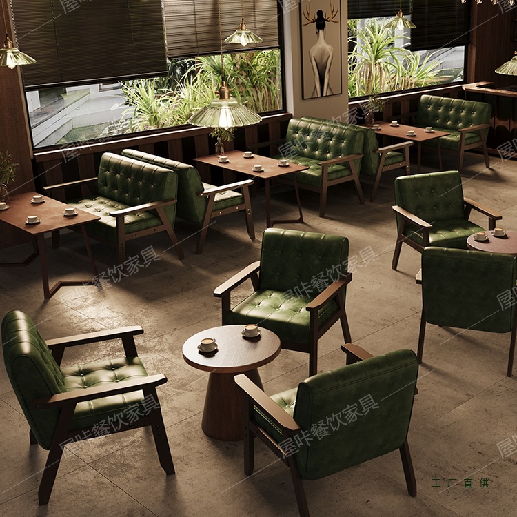 Комбинация стола и стульев в ретро стиле для кафе, паба, ресторана, чайного дома, магазина молочного чая, диван-кабинка, коммерческий из массива дерева