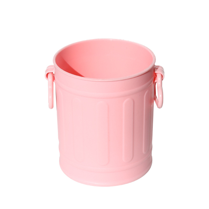 Plastic Pen Holder Ins Cute Funny Creative American Retro Small Bucket Desktop Office Stationery Student Makeup Brush