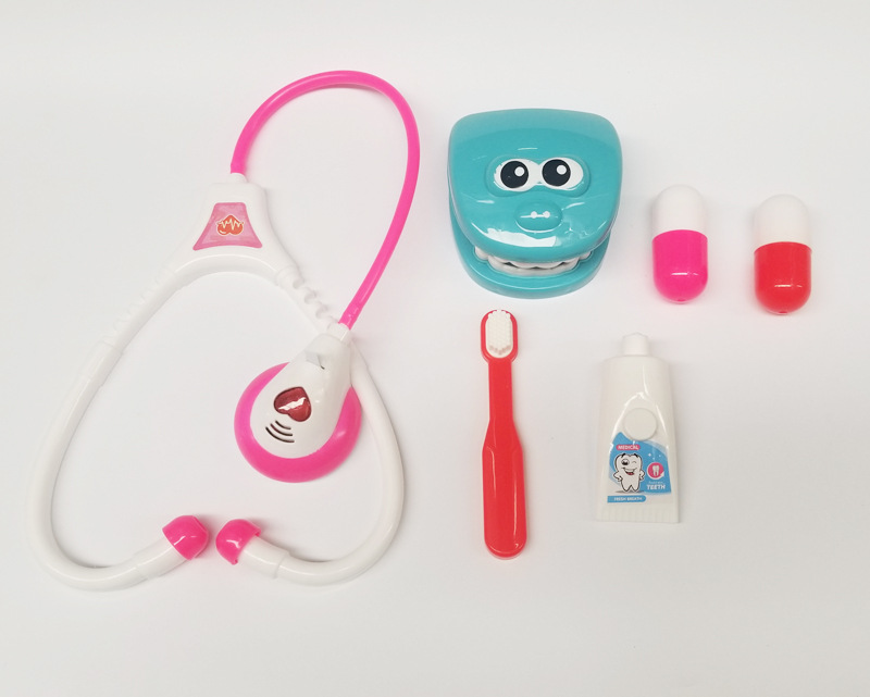 Cross-border Small Doctor Toy Children Play Dentist Toy Dental Set Toothbrush Nurse Sound and Light Stethoscope