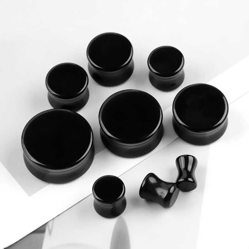 European and American style fashion creative Pine stone flat auricle personality oval glass stone ear expander factory outlet