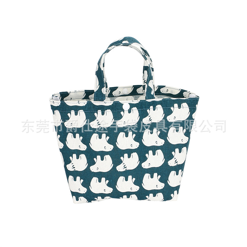 Европейская и американская простая льняная сумка для обеда, модная льняная сумка с принтом, милая косметичка с медведем