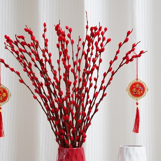Silver Willow Real Florals, Fresh Branches, Festive Florals, Colorfulful Red Silver Willow Dried Florals, Colorfulful Willow Branch Florals, Interior Decoration Florals to Attract Wealth