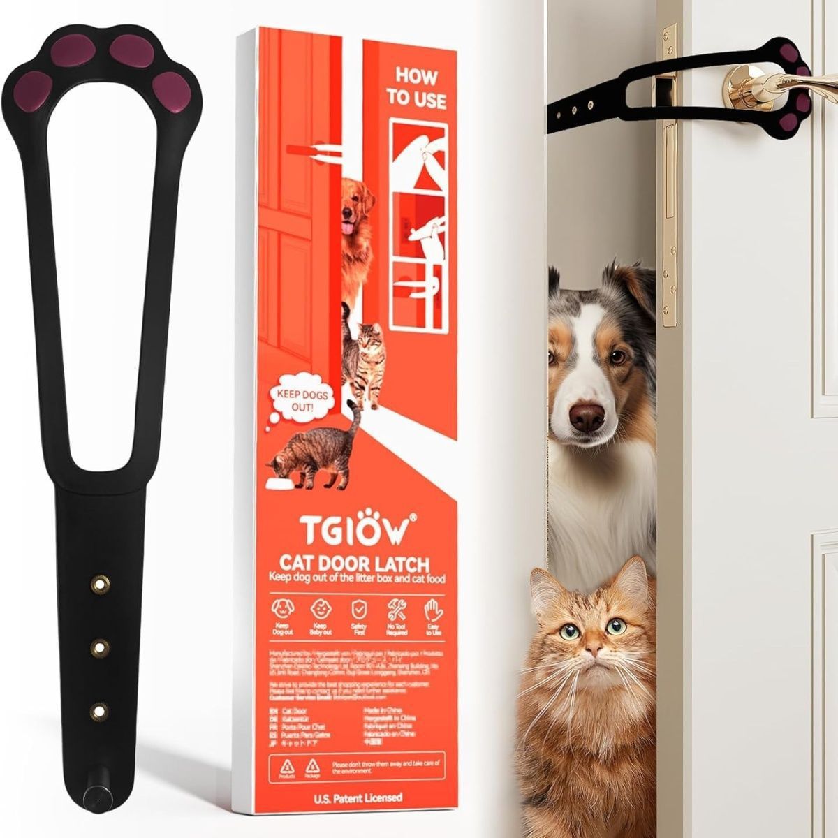Блокиратор двери для домашних животных, защита от входа собак, эластичный замок для кошек, регулируемый доступ для кошек