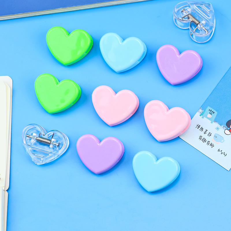 Candy Macaron Color Heart Clip Simple Student Desktop Information File Organizer High-Value Decorative Clip
