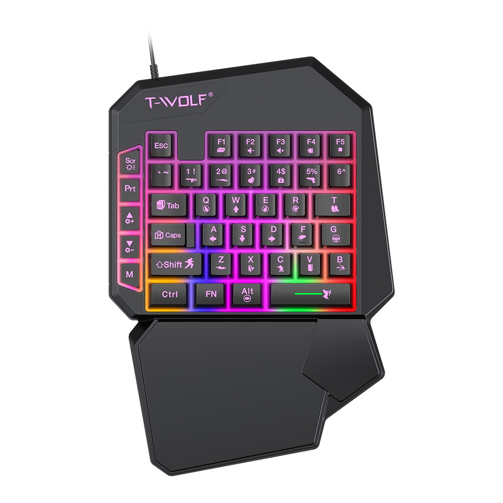 T-Wolf Thunder Wolf Tf950/T19/Tf900 Keyboard and Mouse Set, One-Handed Keyboard Five-Piece Set